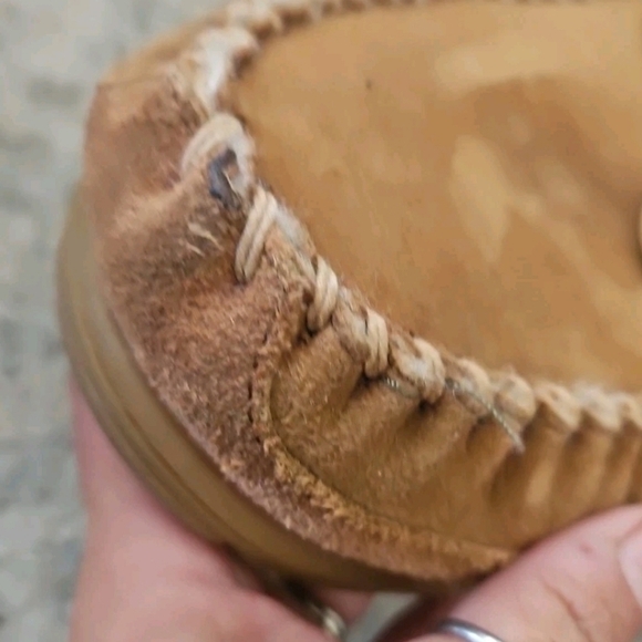 L.L.Bean Mens Tan Wicked Good Suede And Shearling Warm Indoor Outdoor Moccasins main image 12
